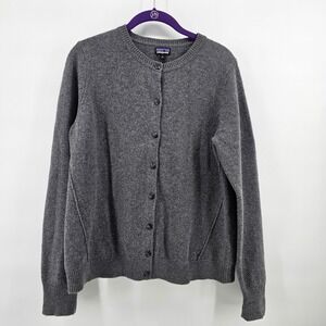Patagonia Cardigan Women M Grey Recycled Cashmere Wool Button Front STY50725